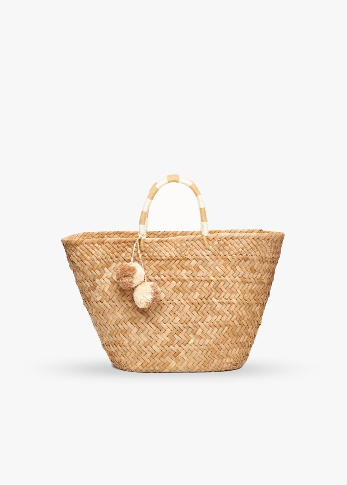 Oversized St Tropez Pom Pom Straw Tote