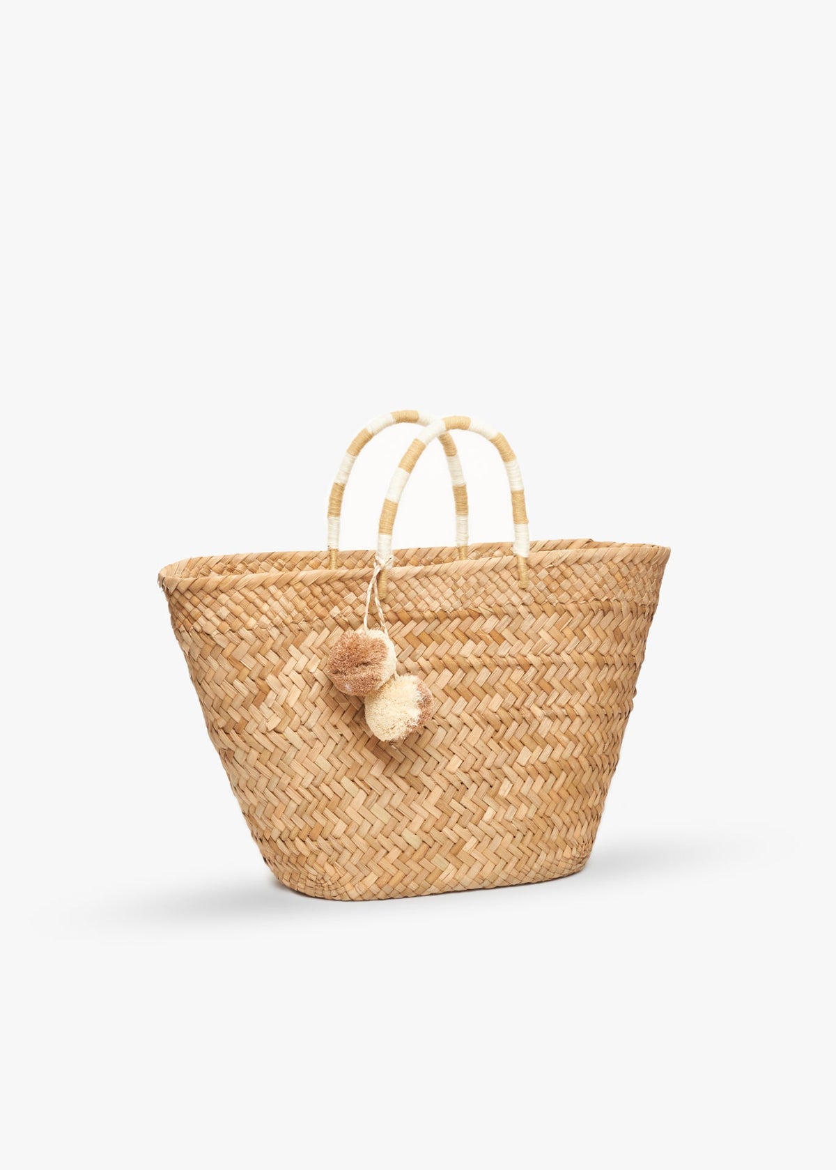 Oversized St Tropez Pom Pom Straw Tote