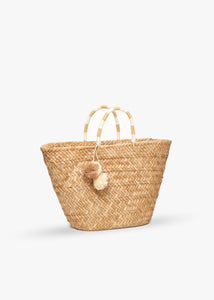 Oversized St Tropez Pom Pom Straw Tote