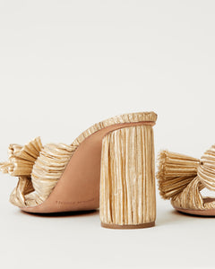 Penny Pleated Bow Heel in Gold