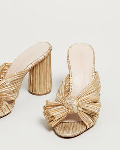 Penny Pleated Bow Heel in Gold