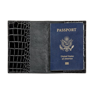 Passport Holder in Crocodile Embossed Leather