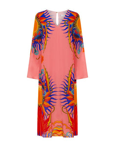 Phoenix Crepe Midi Dress in Sun Goddess Peach