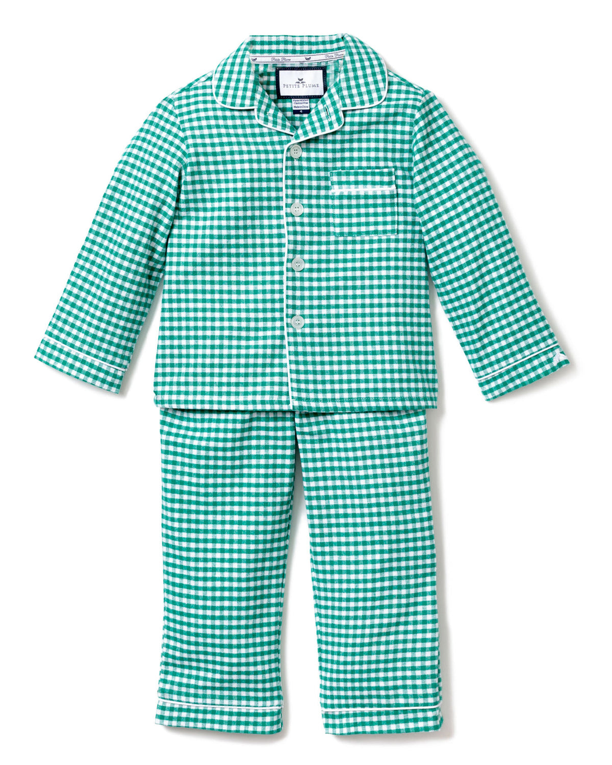 Children’s Green Gingham Classic Flannel Pajamas