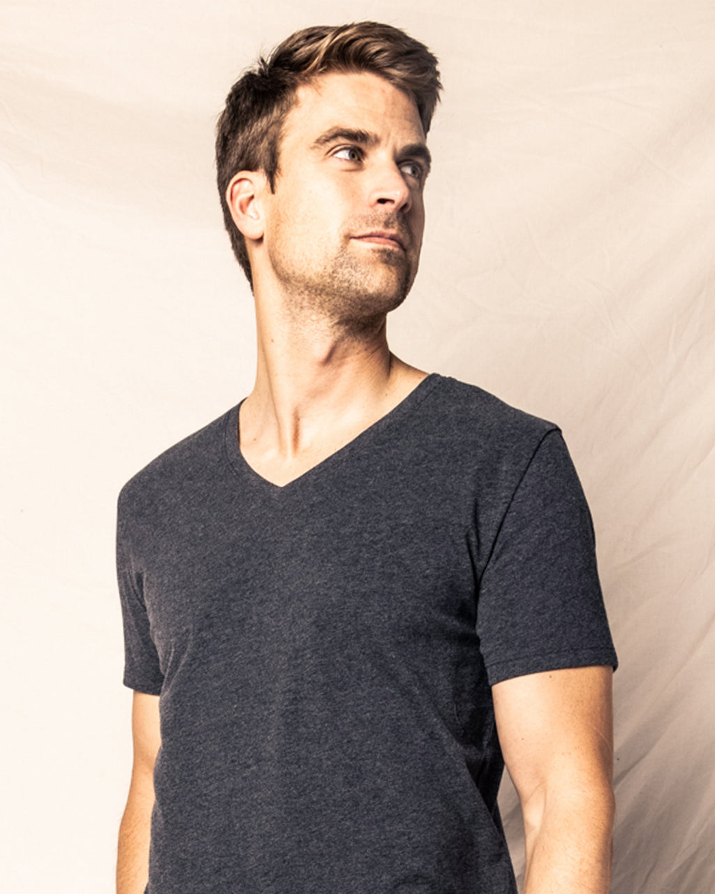Pima Cotton Men’s Dark Heather Grey V-Neck Top