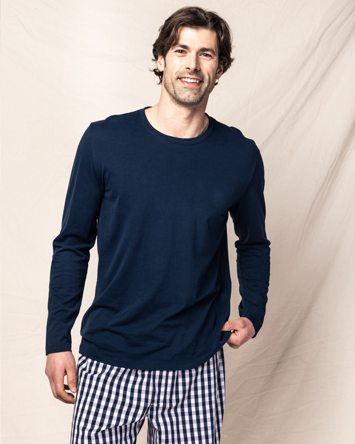 Pima Cotton Men's Navy Crew Neck Top