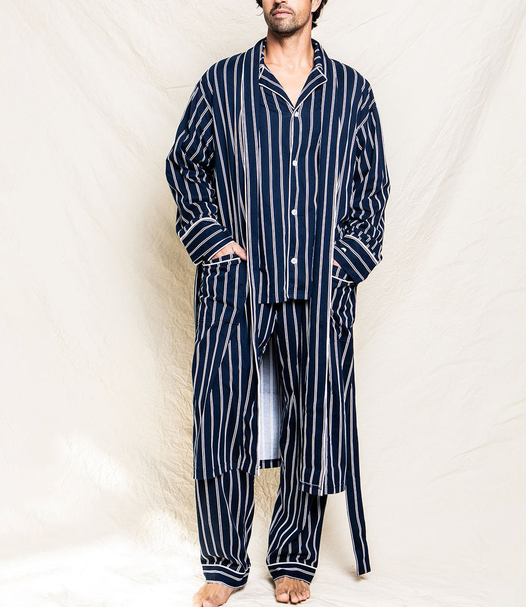 Men’s Grant Pinstripe Pima Cotton Robe