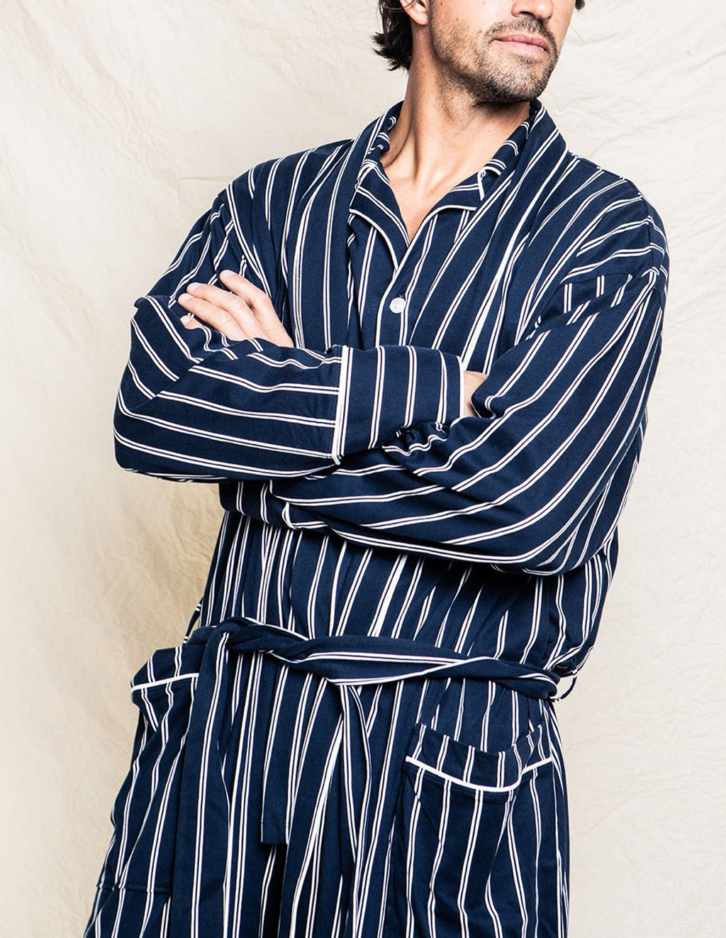 Men’s Grant Pinstripe Pima Cotton Robe