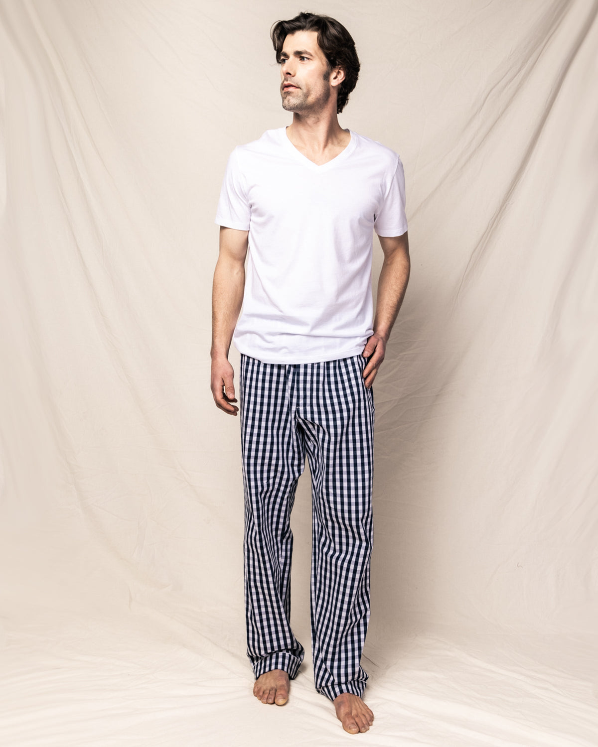 Pima Cotton Men’s White V-Neck Top