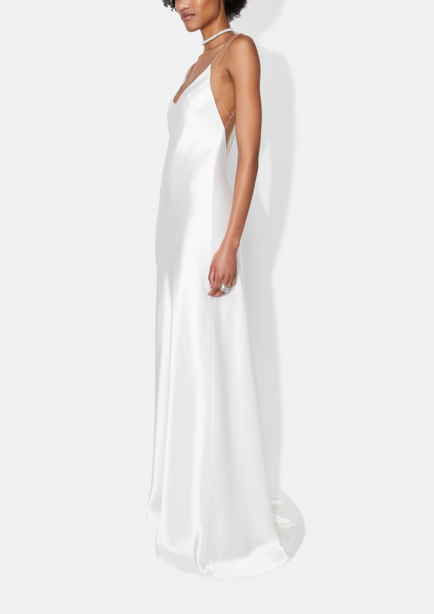 White slip outlet wedding dress