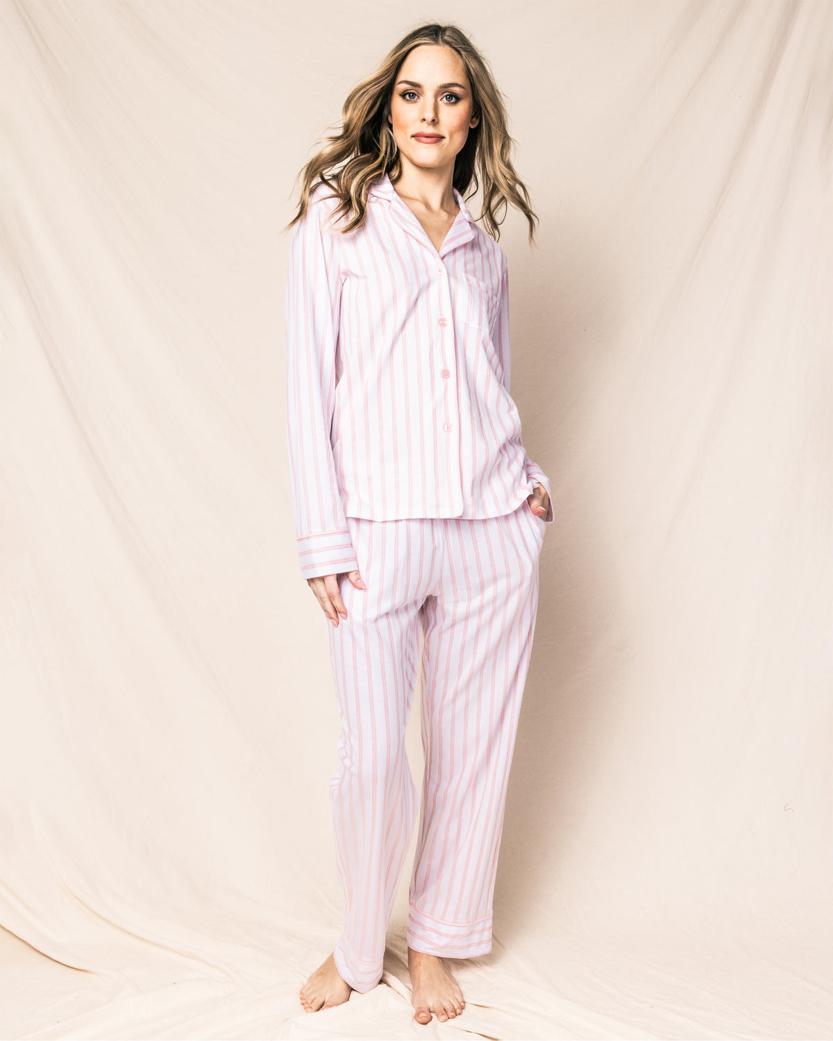 Women's Luxe Pima Pink Stripe Pajama Set