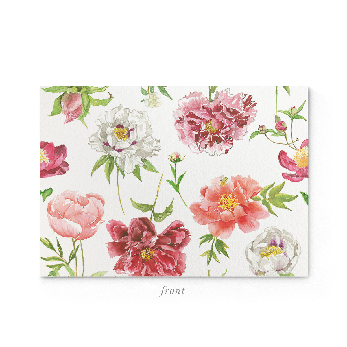 Peonies Stationery Cards, Personalized Set of 50