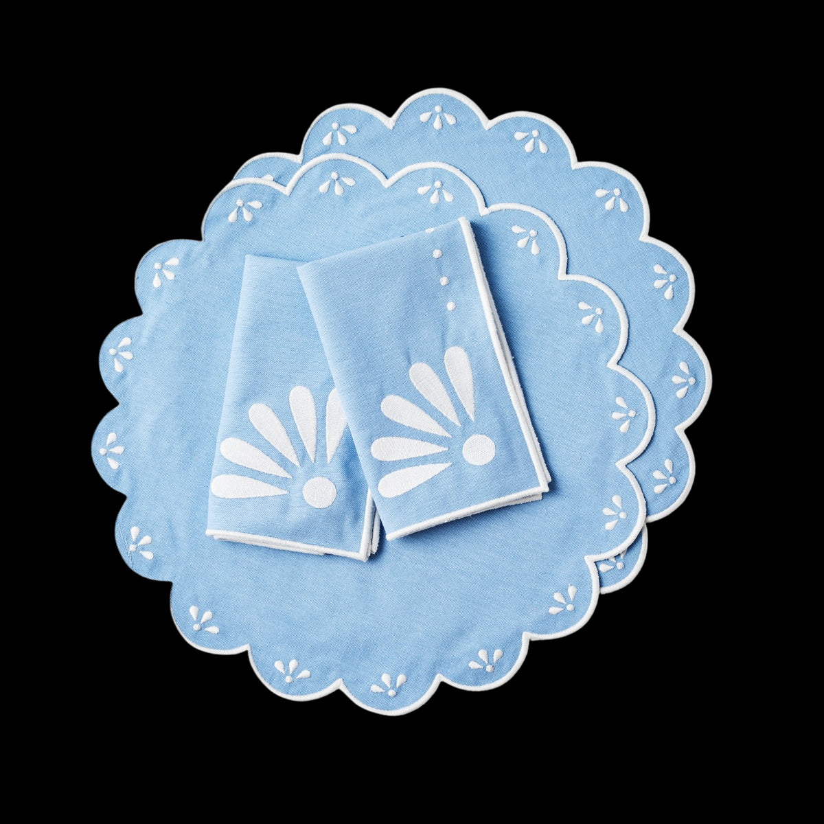 Peony Blue Placemat and Napkin, Set of 2