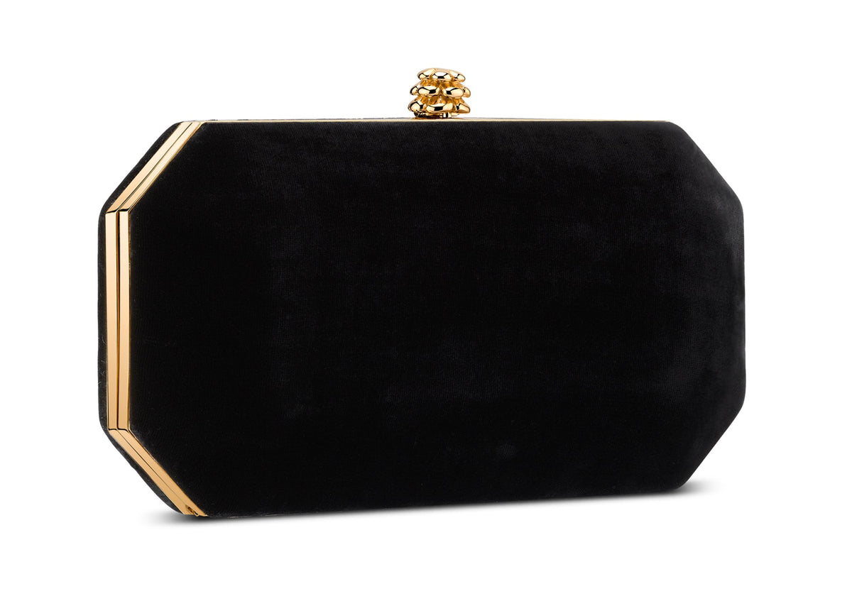 Perry Clutch in Black Diamond Crushed Velvet