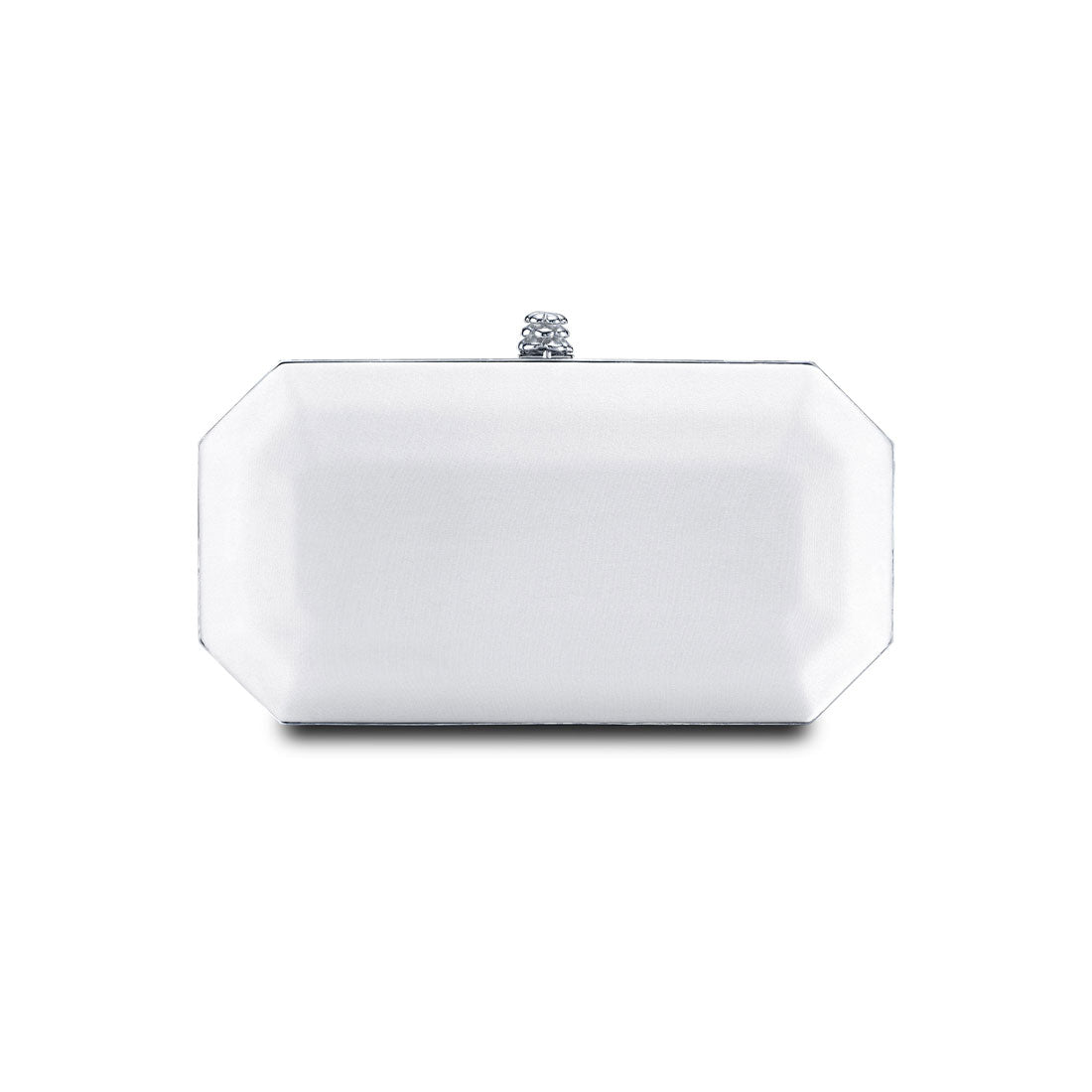 Perry Clutch in Pegasus White IDRO Treated Satin