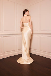 Jolie Champagne Halter-Neck Gown