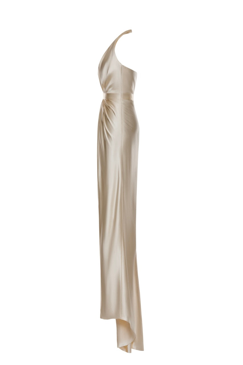 Jolie Champagne Halter-Neck Gown Champagne / US 8 Jolie Champagne Halter-Neck Gown Champagne / US 8