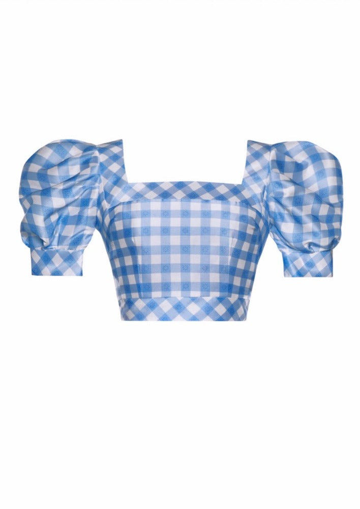 Elise Cornflower Gingham Top