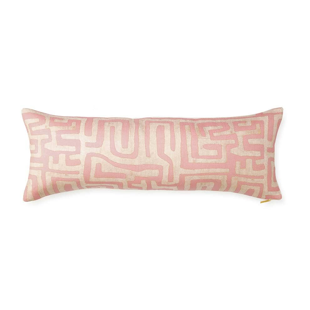 Terracotta Classic Kuba Cloth Pillow Pillow St. Frank 40" W x 15" H 