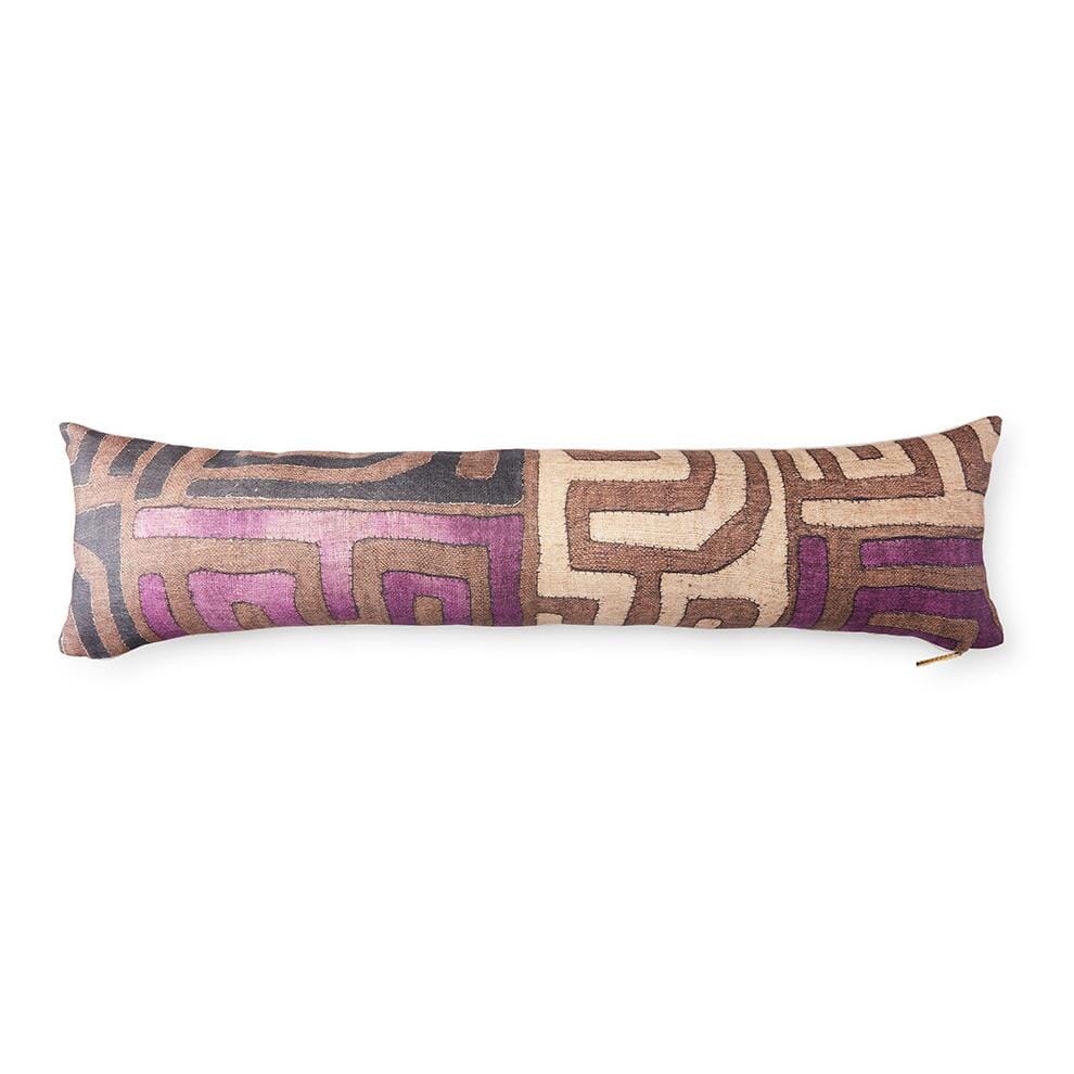 Plum Patchwork Kuba Cloth Pillow Pillow ST. FRANK 48" W x 12" H 