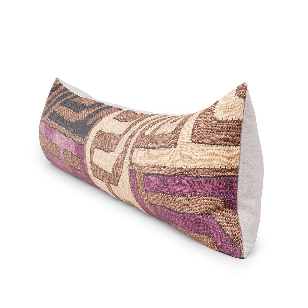 Plum Patchwork Kuba Cloth Pillow Pillow ST. FRANK 