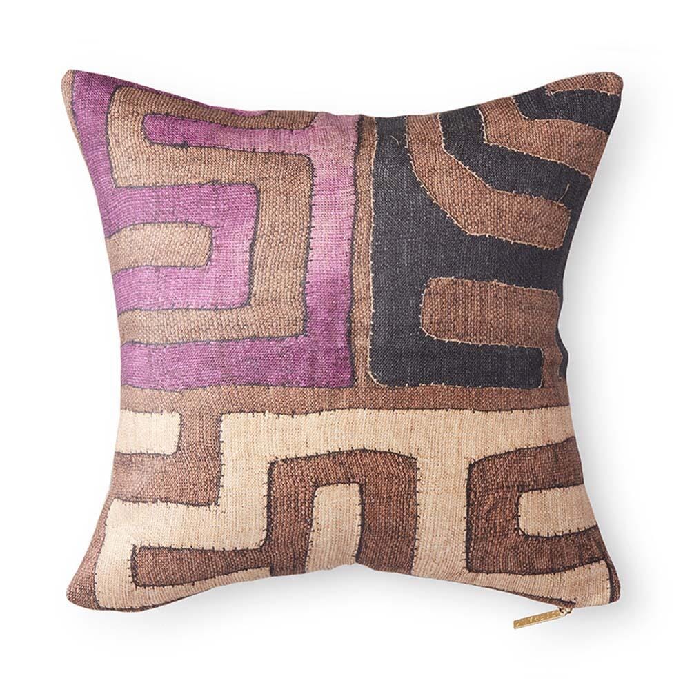 Plum Patchwork Kuba Cloth Pillow Pillow ST. FRANK 18" W x 18" H 