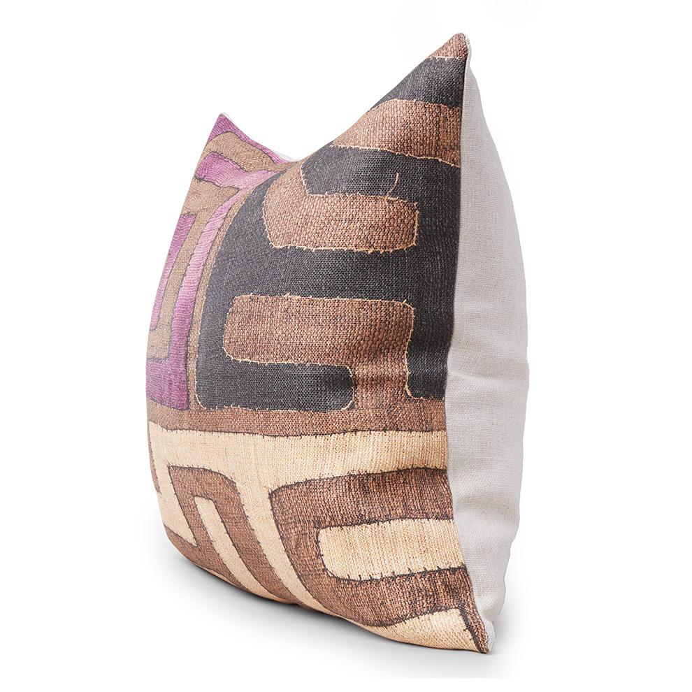 Plum Patchwork Kuba Cloth - Throw Pillow Pillow ST. FRANK 