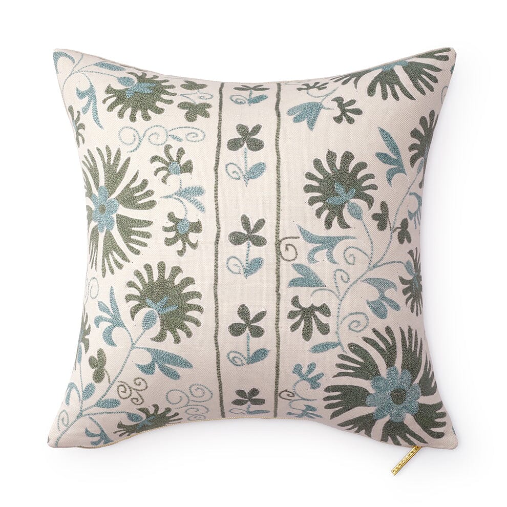 Sage Ribbon Suzani Pillow Pillow St. Frank 20" W x 20" H 