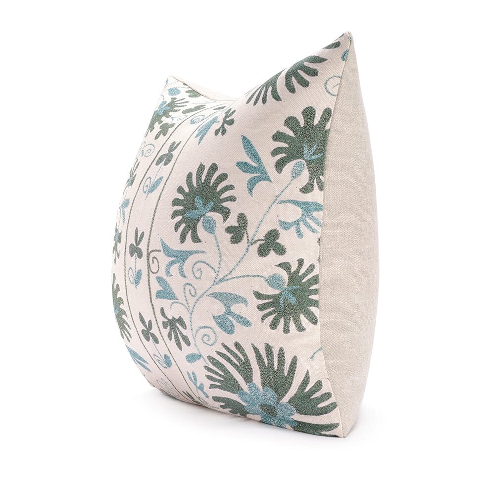 Sage Ribbon Suzani Pillow Pillow St. Frank 