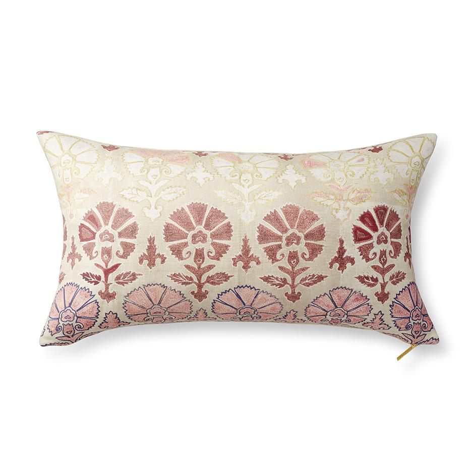 Silk Blush Suzani - Lumbar Pillow Pillow St. Frank