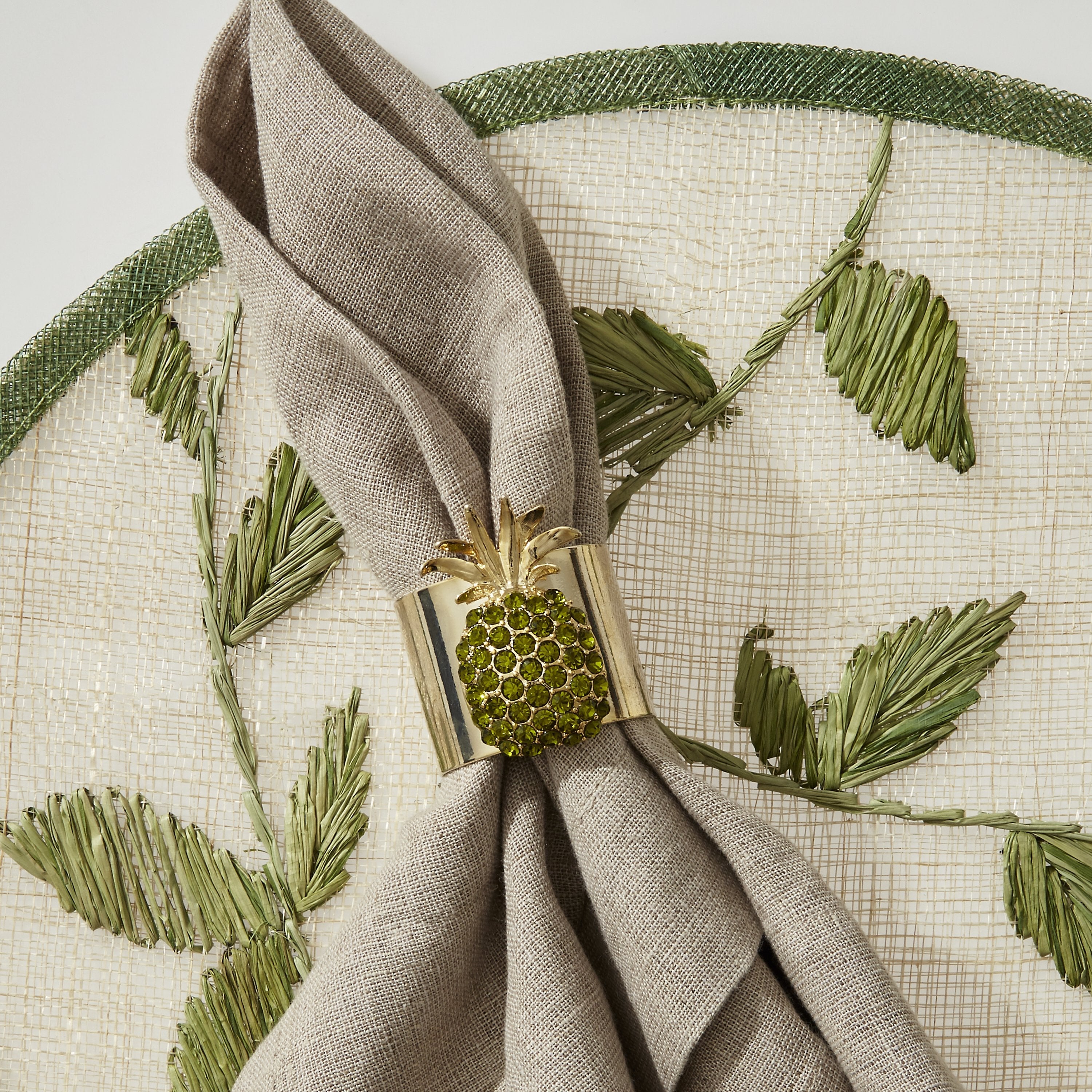Pineapple Napkin Rings in Olive, Set of Two