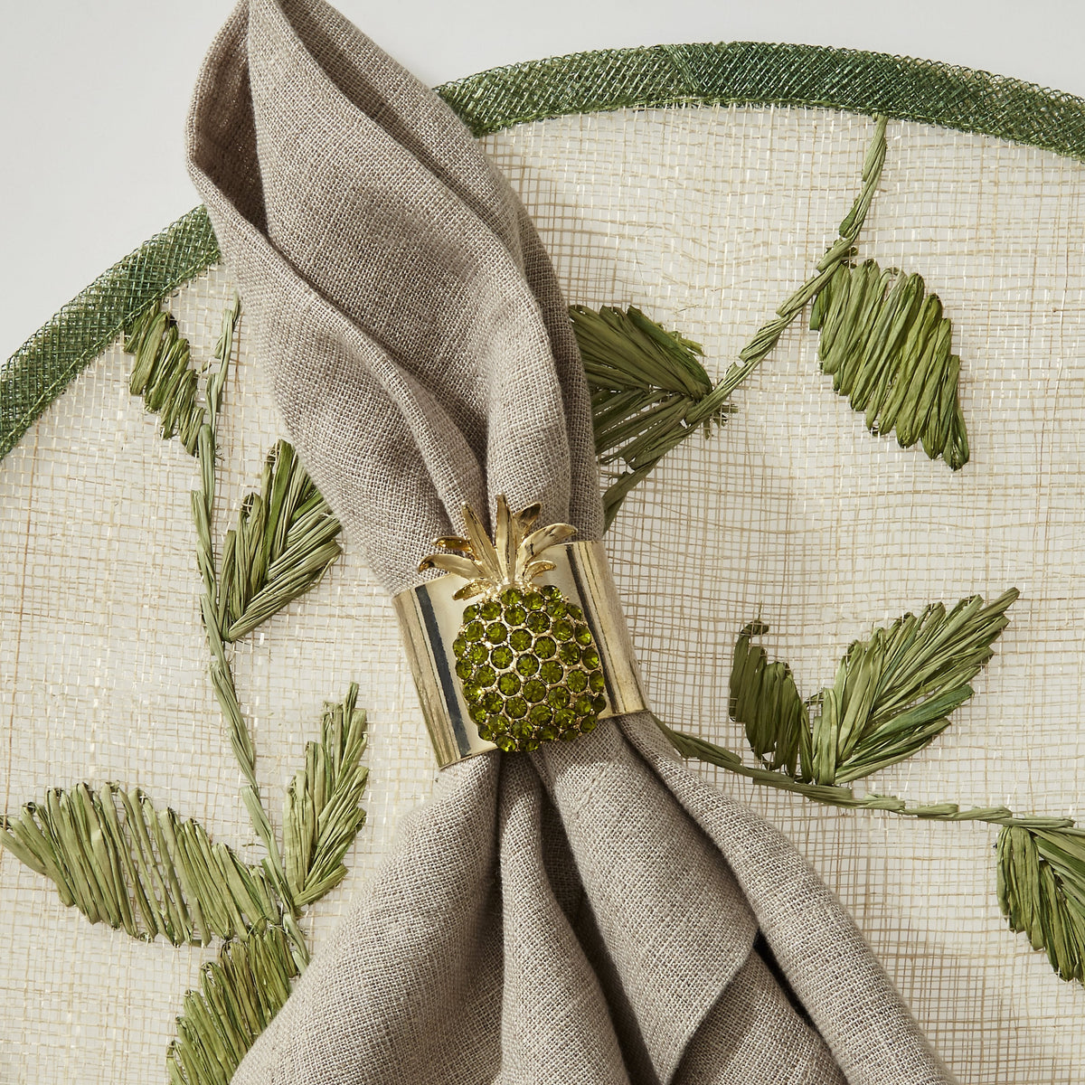 Pineapple Napkin Rings in Olive, Set of Two