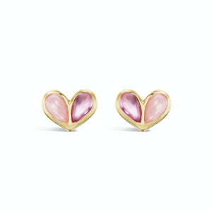 Sweetheart Studs in Pink Sapphire and Opal