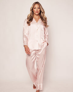 Women’s Pink Stripe Silk Pajama Set