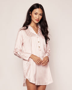 Women’s Pink Stripe Silk Nightshirt