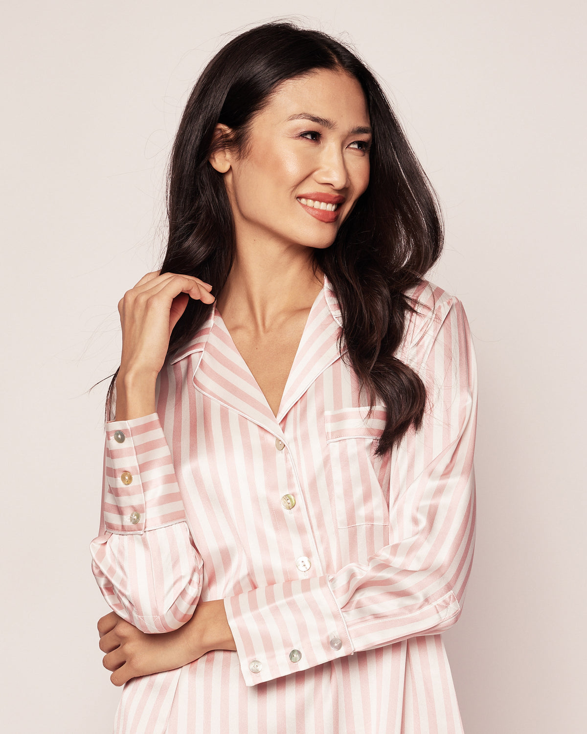 Women’s Pink Stripe Silk Nightshirt