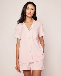 Women's Luxe Pima Pink Short Sleeve Short Set