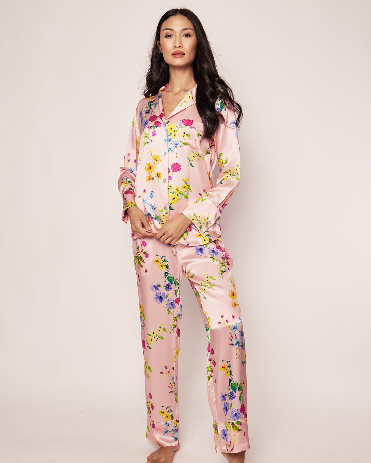 Women’s Blush Brilliant Botanical Silk Pajama Set