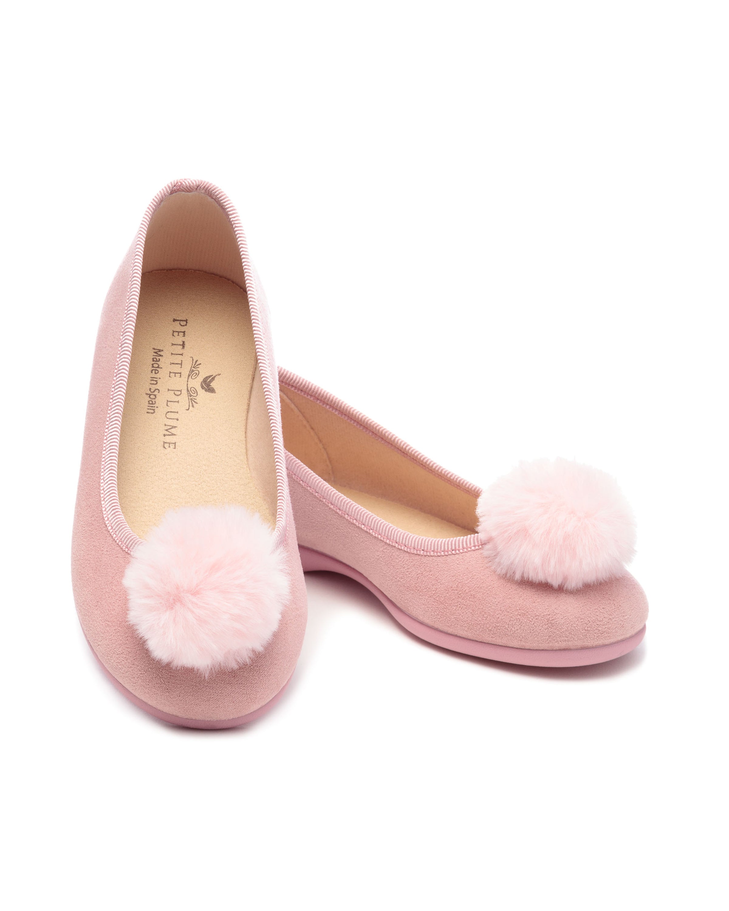 The Juliette Slipper in Antique Rose Suede with Pom