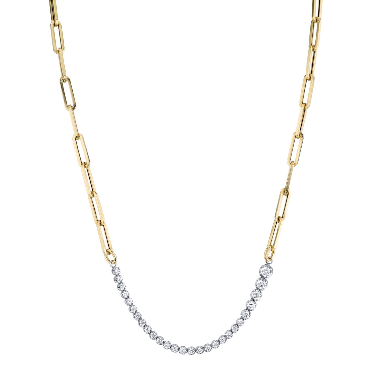 Ascending Diamonds Tennis Necklace on Rectangular Chain