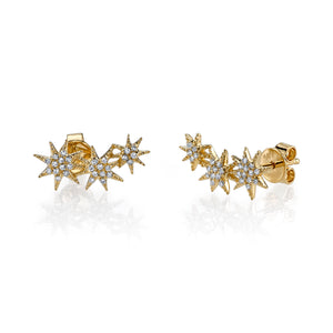 Triple Star Earrings with White Pavé Diamonds