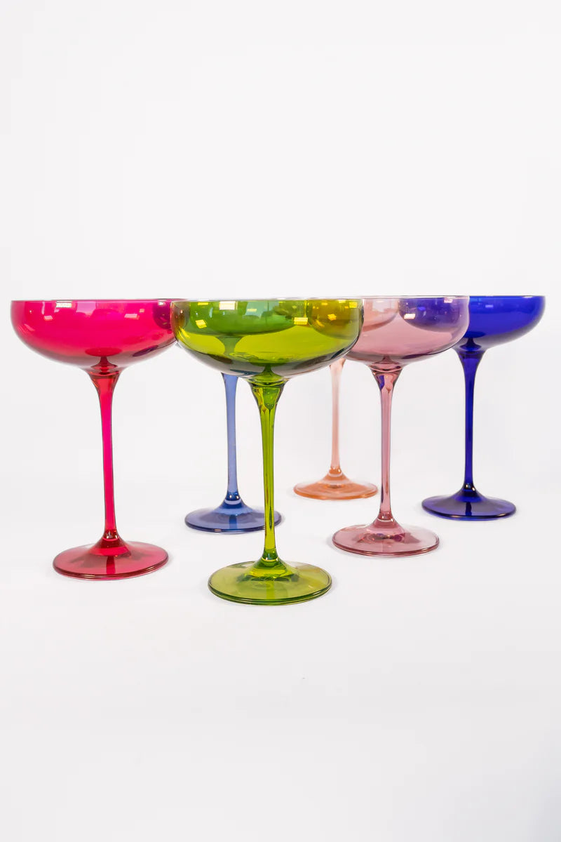 Colored Champagne Coupe Stemware - Set of 6 {Mixed Set}