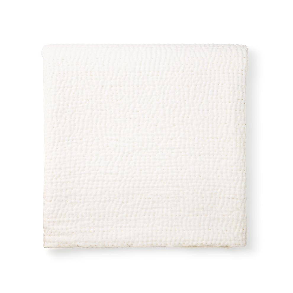 WHITE LINEN KANTHA QUILT BLANKET