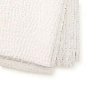 White Linen Kantha Quilt Blanket
