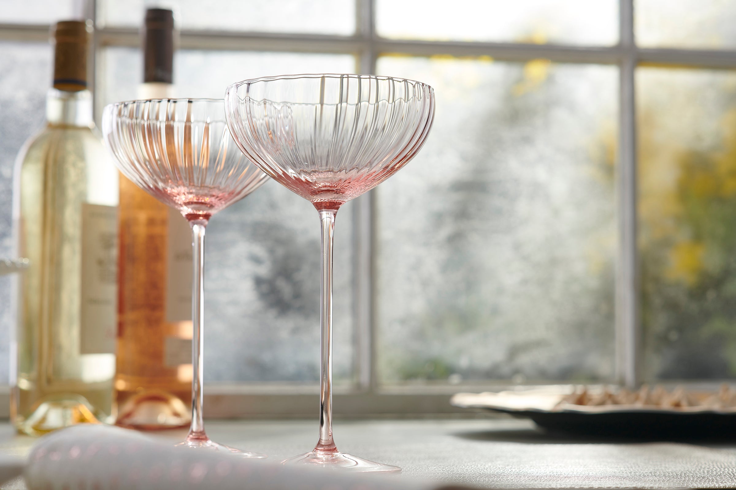 Quinn Optic Rose Coupe Glasses, Set of 2