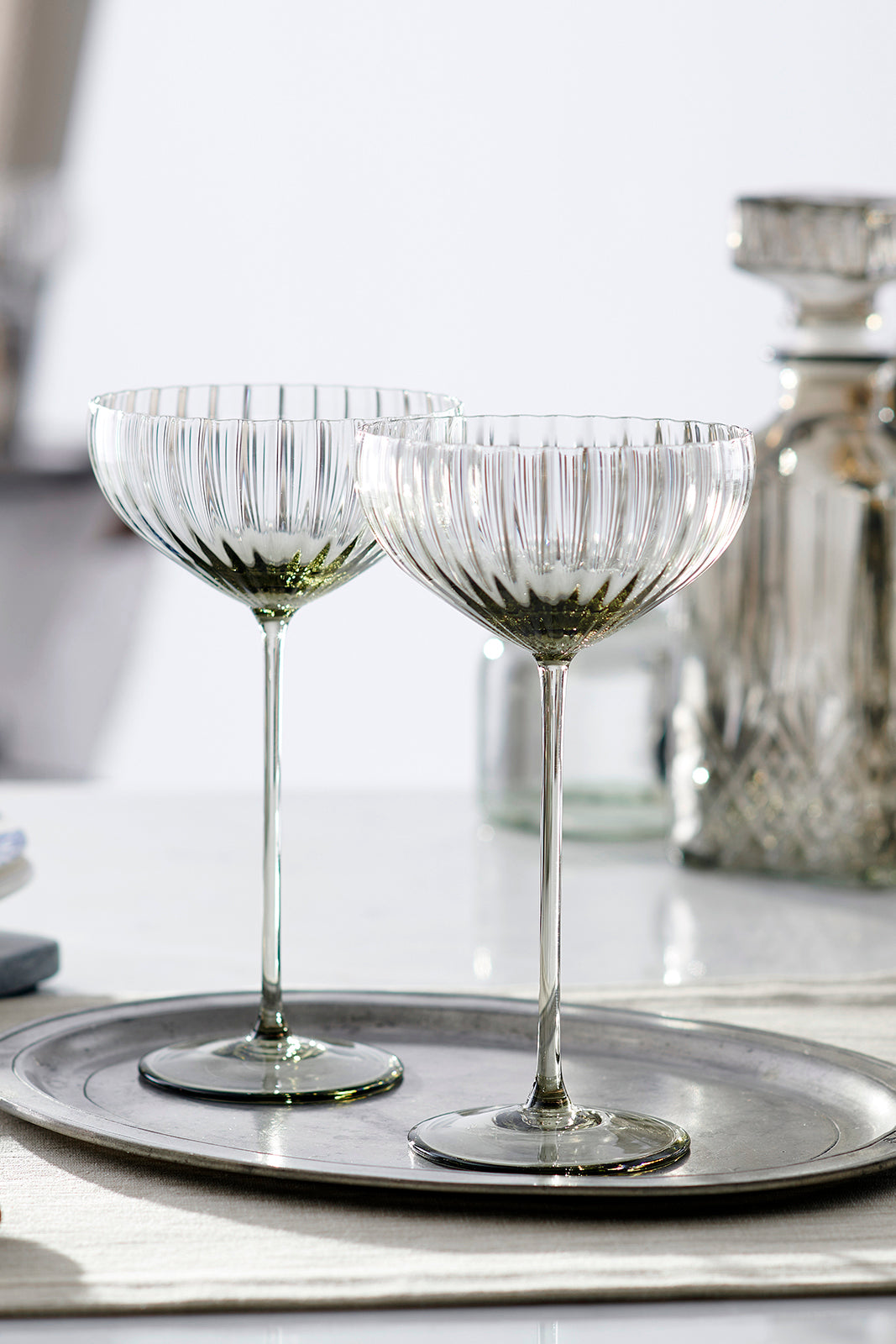 Quinn Smoke Coupe Glasses, Set of 2