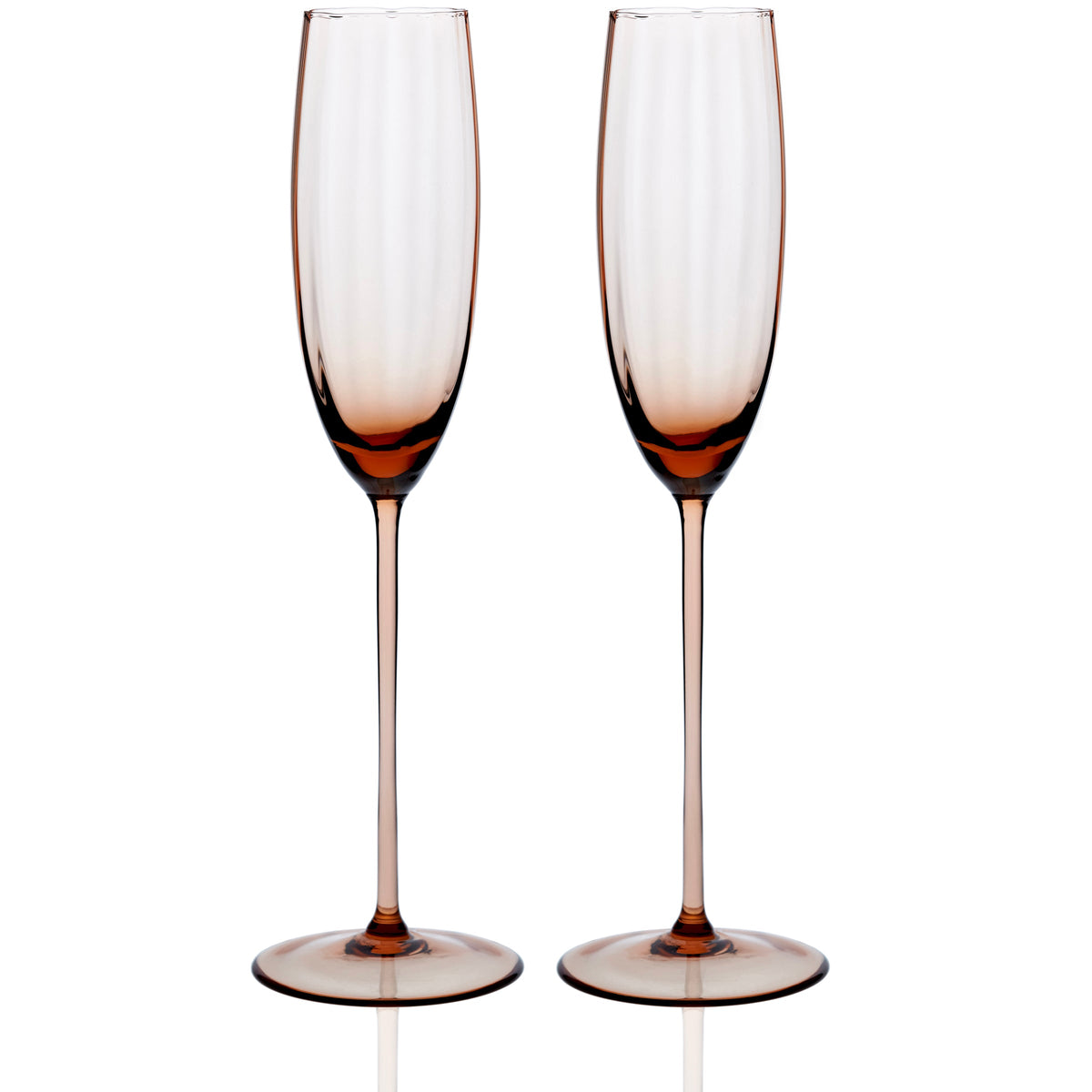 Quinn Mouth blown crystal champagne flutes in Amber Set of 2 from Caskata