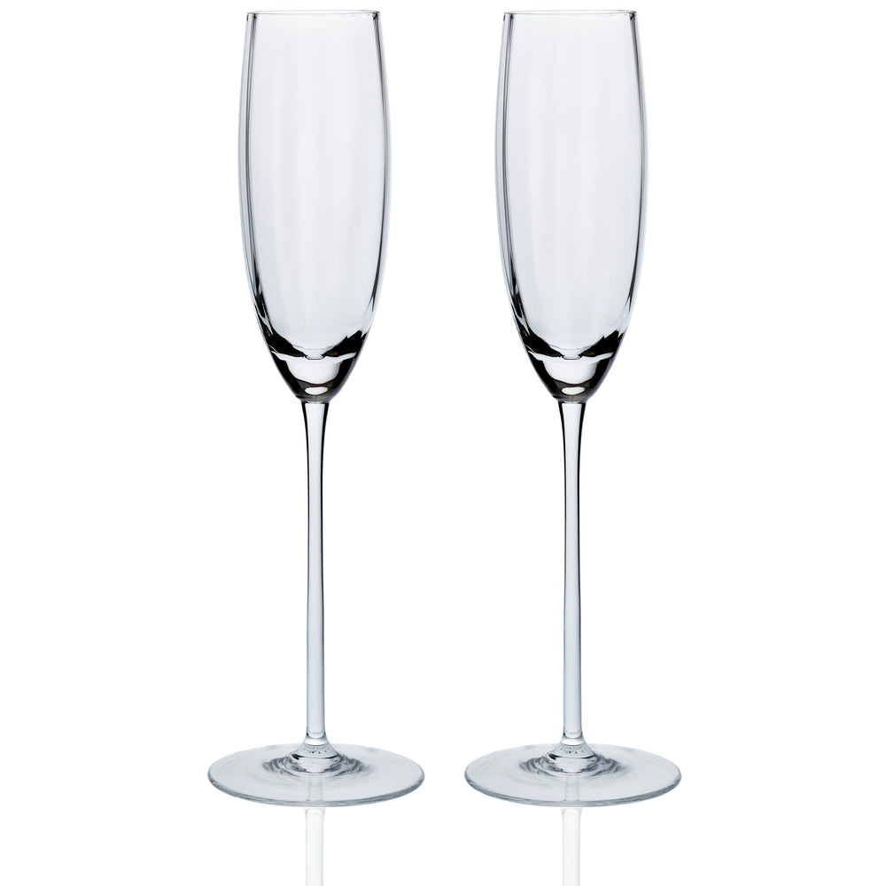Quinn optic clear crystal champagne flutes Set of 2  from Caskata