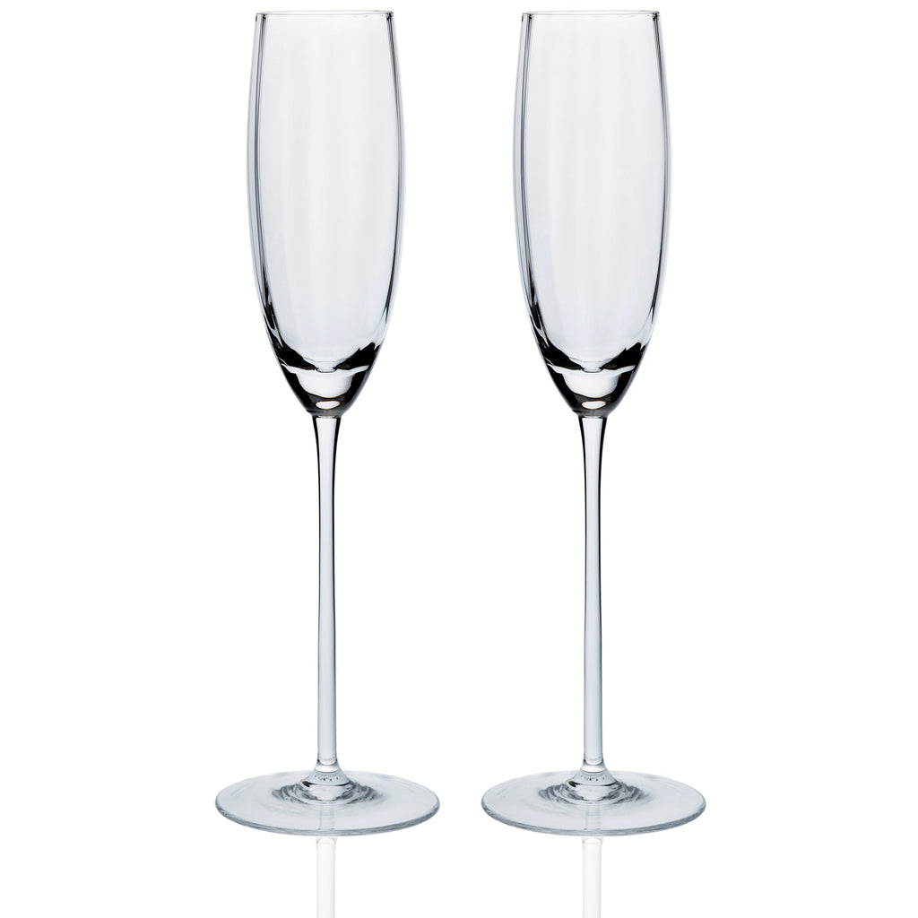 Quinn optic clear crystal champagne flutes Set of 2  from Caskata