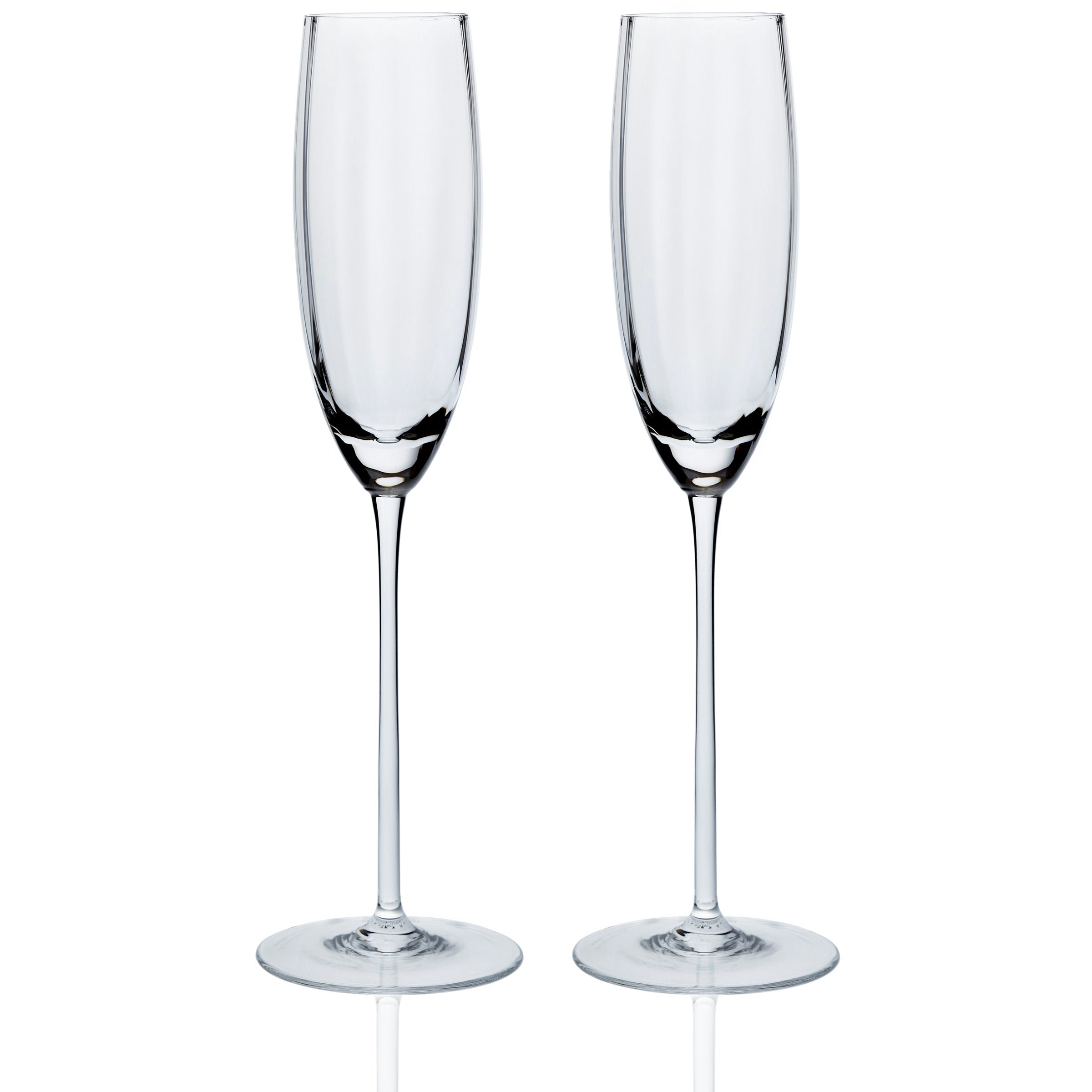 Quinn optic clear crystal champagne flutes Set of 2  from Caskata